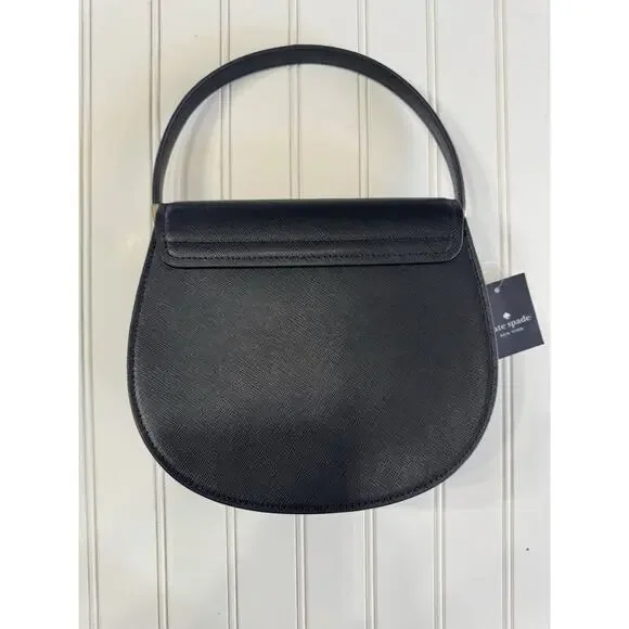 Kate Spade Reegan Saddle Bag Crossbody Black Leather Convertible Bag NWT $400 - Picture 4 of 7